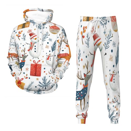 Jogging de Noël homme pour cocooning en famille ensemble sweat et pantalon imprimé festif