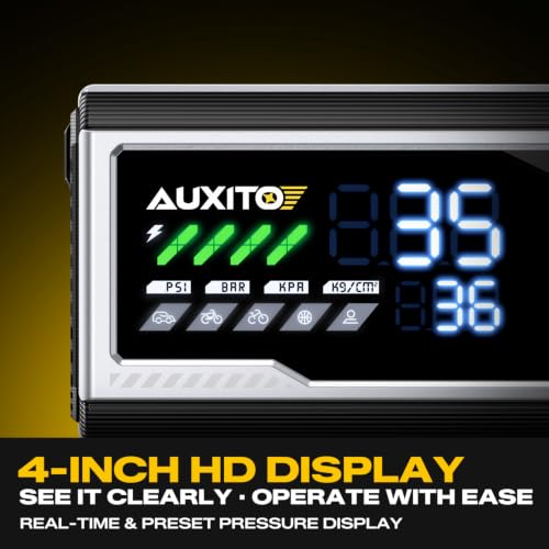 Image of AUXITO 9000A Jump Starter with Air Compressor 160PSI for All Gas /12L Diesel, Tire Inflator Portable Air Compressor with Auto-Shutoff, 12V Battery Jumper Starter Portable with AutoBoost, Jumper Cables
