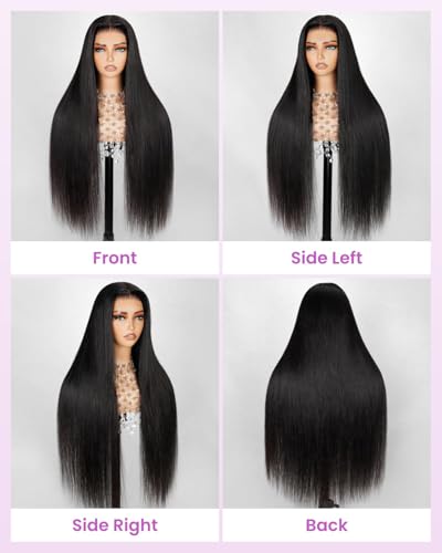 Arabella 5x6 Wear and Go Glueless Wigs Human Hair Pre Cut Lace 210% Density Lace Front Wig Human Hair 12A Real Pre Plucked Bleached Knots Upgraded Straight Wig (22inch, 5X6 Glueless Wig) - Image 3
