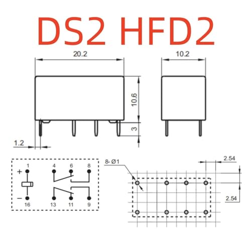 Relais DS2Y-S-DC5V AGY2329 DS2 à 8 broches pour circuits imprimés industriels - 2