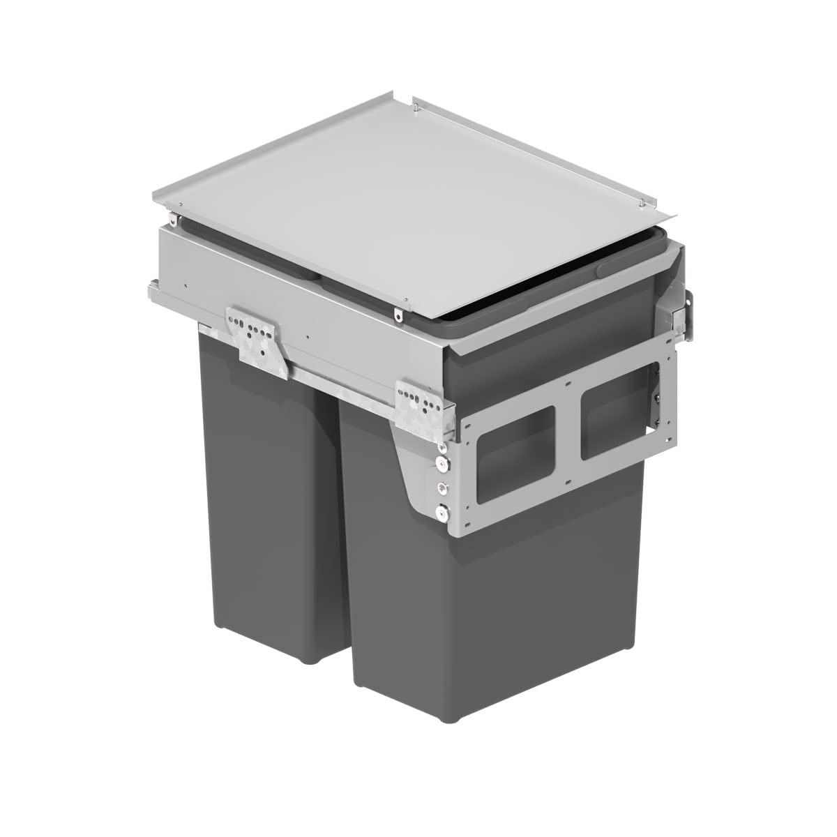 Menage Confort Pattumiera frontale integrata con 2 contenitori da 35 l, per mobili da cucina, larghezza 462-468 mm