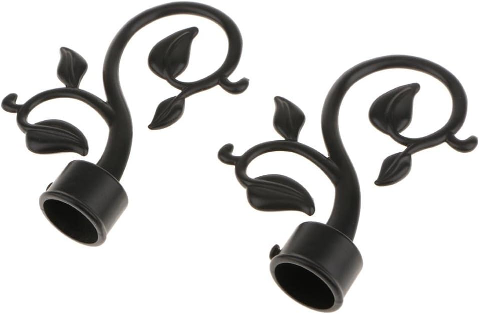 Dovewill 2Pcs Leaf Window Drapery Curtain Rod Decor Drapery Pole Finials Head Top 28mm Inner Diameter #Black : Home & Kitchen