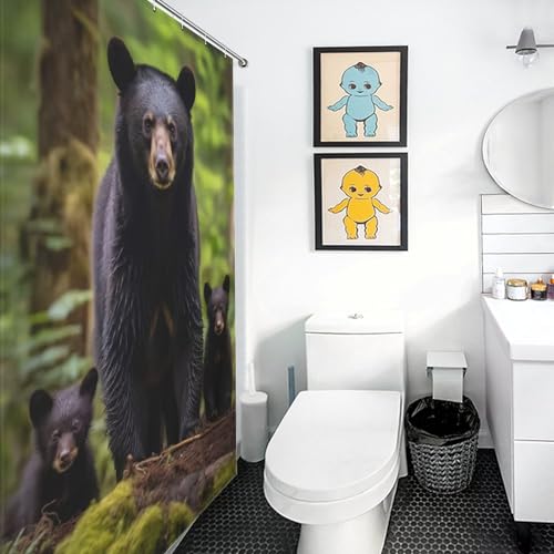 Rideau de douche ours imperméable en polyester 92x183 cm - 3