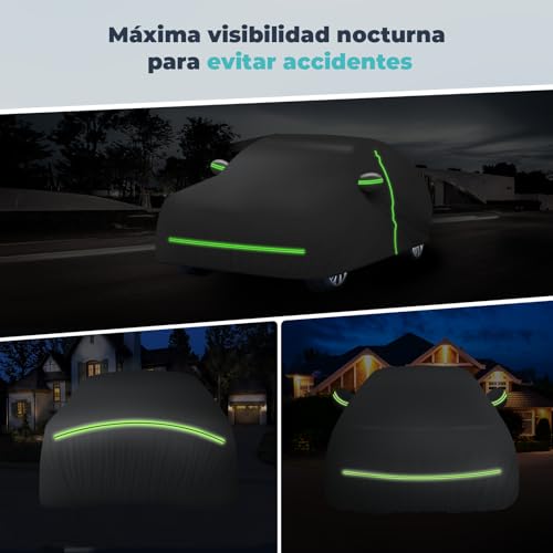 Autreykorn Funda Coche Exterior Impermeable Anti-UV Resistente al Viento y al Polvo con Cremallera Lateral, Funda Coche 510x190x150 cm Berlinas Medianas y Grandes - imagen 6