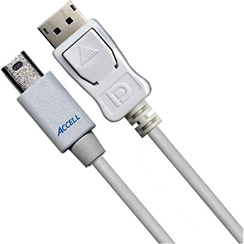 Accell Mdp to DP 1.2 - VESA-Certified Mini DisplayPort to DisplayPort 1.2 Cable - 6 Feet (White), Hbr2, 4K UHD @60Hz, 1920X1080@240Hz (B143B-007J-23)