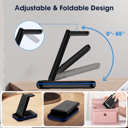 Image of Wireless Charging Station for Samsung /Android, Fast Wireless Watch Charger Station Compatible for Samsung Galaxy S26 Ultra /S25 /S24+ /Z Flip 7 /6 Fold 7 /6, Watch8 /7 /Pro /Active 2 Galaxy Buds3 /2 Pro(Black)