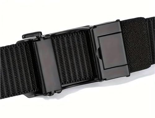 1 PCS New Automatic Buckle Belt, Canvas Workwear Outdoor Training Pants for Men(Gray)3