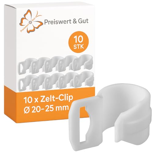Preiswert&Gut 10 x Zelt-Clip Kunststoffhaken Ø 20–25 mm C-Clips für...