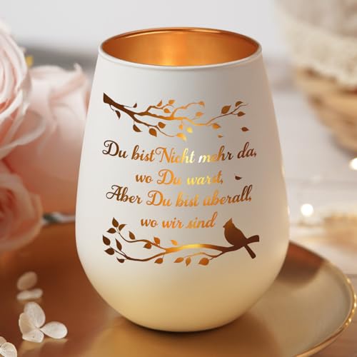 GoMelley Trauergeschenk Windlichter mit Spruch Grablicht Trauerlicht Trauergeschenke für Hinterbliebene Trauer Geschenk Erinnerungslicht Beerdigung Geschenk Erinnerung an Verstorbene