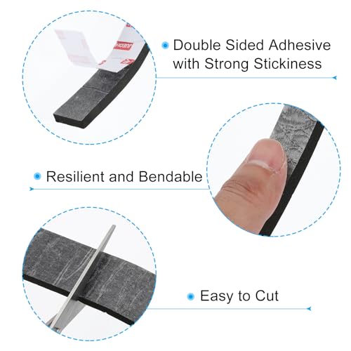 Image of PATIKIL 5 /8 inch W x 3 /8 inch T x 6.6Ft Double Sided Foam Tape, 2Rolls EVA Multipurpose Self Adhesive Weather Sponge Stripping for Home Decorations, Card Scrapbooking DIY Craft Project, Black