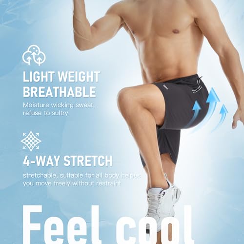 INYO Mens Athletic Short Quick Dry Lightweight Running Shorts Zipper Pockets Breathable Tennis Shorts3