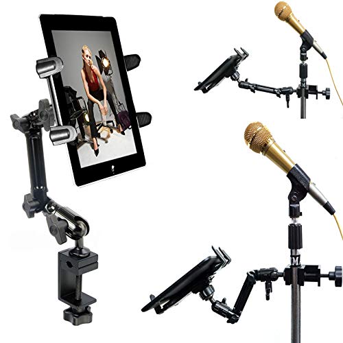Chargercity Heavy Duty 4-Way Multi Adjust Aluminum Alloy Pole/Bar Music Mic Microphone Stand Clamp Mount For Ipad Pro Air Mini Galaxy Surface Pro 7-12" Tablets (Good For Live Video Streaming Also) #TOP1