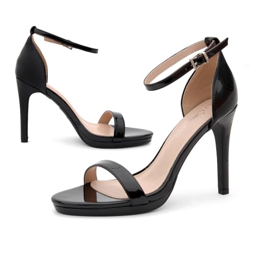 Image of Shoe Land Women's High Heels - Open Toe Stiletto Heels with Adjustable Ankle Strap | Dressy Sexy Strappy Heeled Sandals for Wedding, Prom, Party & Evening Wear