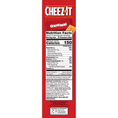 Image of Cheez-It Cheese Crackers, Baked Snack Crackers, Lunch Snacks, Original, 12.4oz Box (1 Box) (Pack of 2)