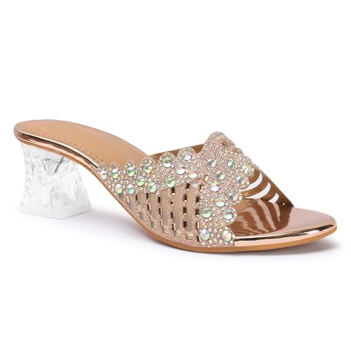 Image of Denill Women Wedding /Party Block Heel Slip-On Fashion Sandal for Women & Girls