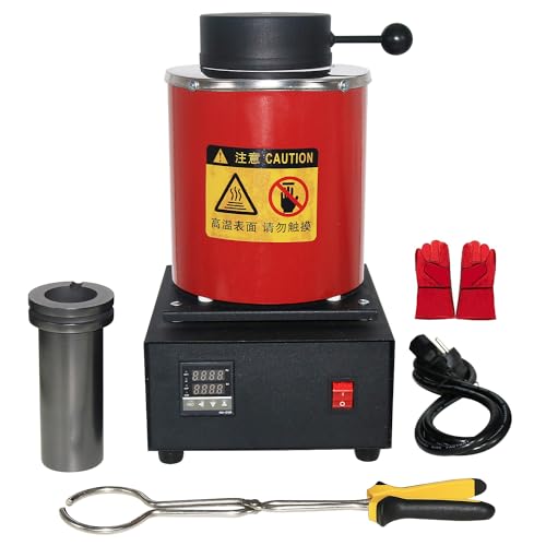 Gold Melting Furnace, 1500W Digital Metal Melting Machine with Crucible Tongs and Protective Gloves, 1150? Ajustable Temperature, for Jewelry Refining Metals Gold Silver Tin Aluminum