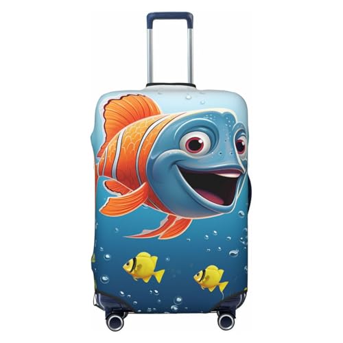 Travel Luggage Cover Fish Under The Sea Spandex Suitcase Protector Washable Baggage Covers Fashion Elastic Scratch-Resistant Luggage Cover Protector Fits 18-32 Inch Luggage