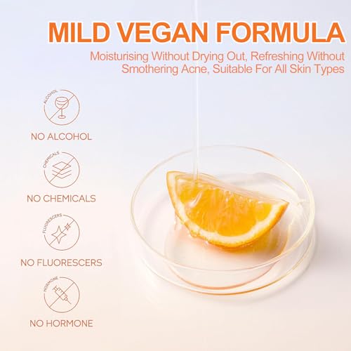 10Pcs Vitamin C Skincare Set & Facial Kit, Travel Size Skincare Set with Cleanser, Toner, Moisturiser & Sunscreen SPF 50, Brightening Anti-Aging Gift for Women, for Outdoor & Beach - Image 6