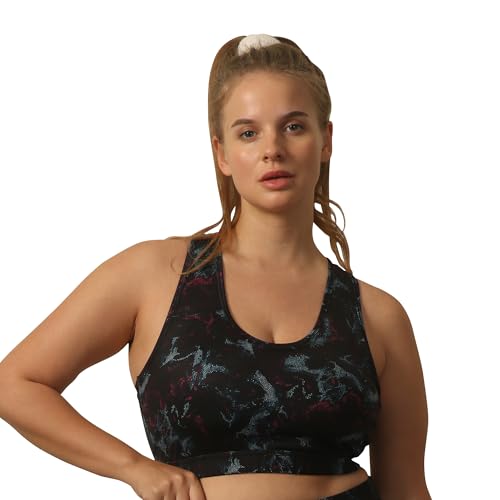 Image of SOIE Women's Medium Impact Quick Dry Padded Racerback Printed Athleisure Sports Bra