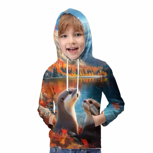 Sweat loutre à capuche idée cadeau anniversaire enfant pull