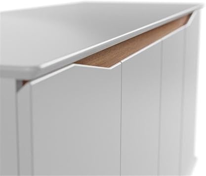 Manhattan Comfort Tudor 53.15 Sideboard with 4 Shelves in White Matte and Maple Cream