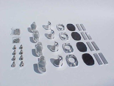 Krypt Wakeboard Tower Feet Kit, Mounting Hardware Fits Most Towers Tubing, Mounts are Polished Aluminum, Hardware is Stainless Steel, Kit Includes 4 Complete Mounting Feet, Backing Plates, Rubber Pads