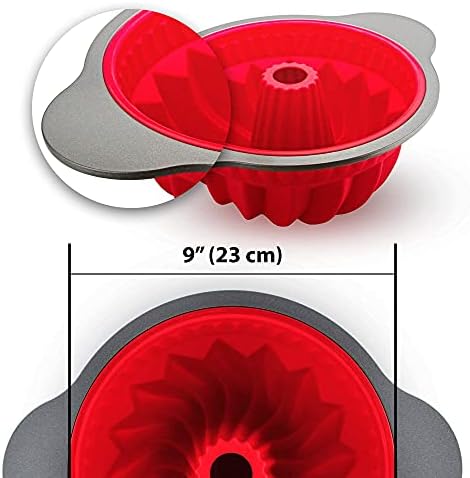 Boxiki Kitchen Silicone Pound Cake Pan Professional Non-Stick Pound Mold for Baking Pound Cake, Bread | Silicone w/ Heavy Grade Steel Frame and Handles