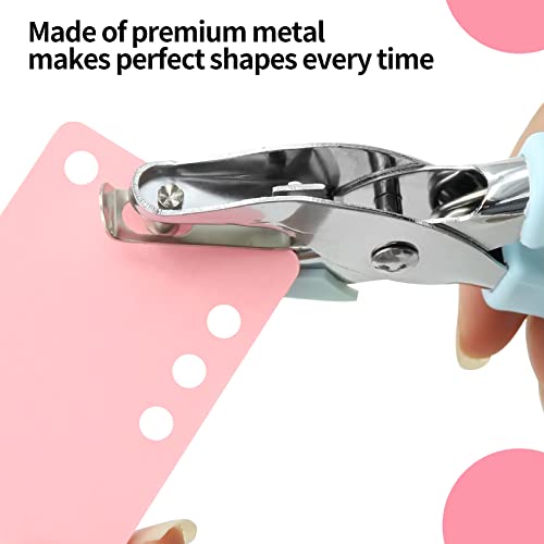 2 Pack Small Hole Puncher, Single Hole Puncher, Handheld Hole Paper Punch 1/4 & 1/8 Inch, Metal Paper Small Hole Punch With Soft Grip For Craft Paper Tags Diy Scrapbook Tool (Blue/Pink) #TOP3