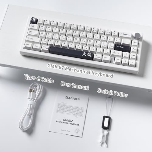 Suehiodhy Gmk67 White Japanese Mechanical Keyboard Hot-Swappable Bluetooth/2.4G/Type-C 65% Custom Rgb Keyboard With Linear Lubed Switches Via Programmable Volume Knob For Win/Mac/Ios thumb #4