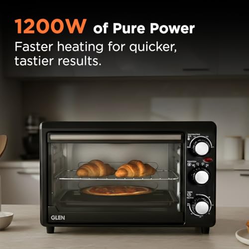 Image of Glen Multi Function OTG for Kitchen, 18 Litre, 1200W, Oven Toaster Griller with 3 Heating Modes, Adjustable Temperature & Timer, Crumbs Tray & Rack, Bake, Grill & Toast, 2-Year Warranty- Black SA5018