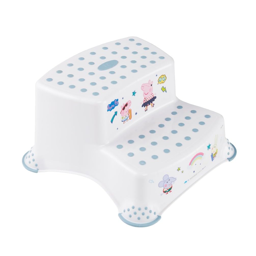 keeeper Peppa Pig Zweistufiger Tritthocker, Ab ca. 3 bis ca. 14 Jahre, Anti-Rutsch-Funktion, Igor, Nordic White, Einzelartikel