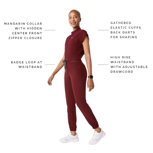 FIGS Women's Rafaela Cargo Jogger Scrubjumpsuit - Burgundy 1.0 M by FIGS - Used condition - Image 2