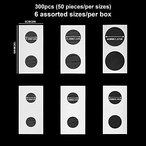 Uncle Paul 300Pcs Coin Flips In 6 Sizes Cardboard Coins Holders 2X2 Inch Pockets Coin Collection Supplies Album Display Coin Book For Dollars, Penny, Quarter, Nickels Fc01Mx1 #TOP1