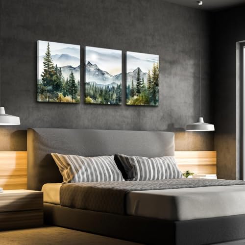 Mhartk66 Wall Art For Living Room Modern Wall Decor For Bedroom Office Decor Abstract Mountain Forest Landscapes Ink Painting 3 Piece Framed Canvas Art Prints Ready To Hang Wall Pictures Home Decor thumb #5
