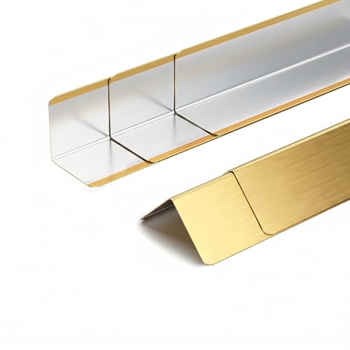 Image of 2x2x48 Inch 304 Stainless Steel Wall Corner Guards (5-Pack) Heavy Duty Rounded Corner Protector, Smooth Folded Edge Design for Wall Protection Golden Stainless Steel Slab