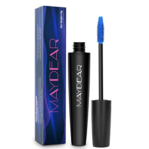Maydear Blue Mascara For Eyelashes, Waterproof Colored Mascara Long Lasting Smudgeproof Color Mascara For Women Fast Dry Lengthening Eye Makeup Party Stage Use #TOP1