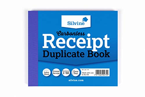 Silvine 5x4 Carbonless Duplicate Receipt Book - Numbered 1-50 with Index Sheet - Image 2