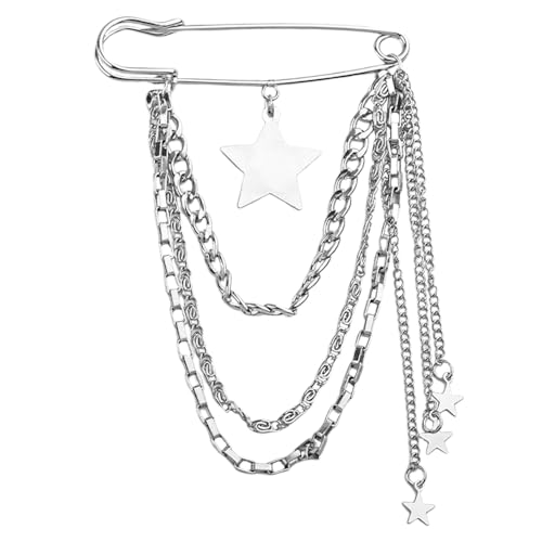Image of Y2k Chain Brooch Pins for Women Silver Gold Tassel Pin for Coat Collar Brooch Pin Y2k Punk Shoes Clothing Accessories