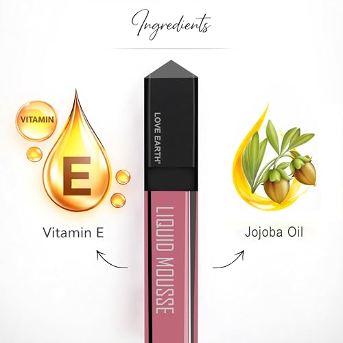 Image of Love Earth Liquid Mousse Lipstick - After Hours Matte Finish | Lightweight, Non-Sticky, Non-Drying,Transferproof, Waterproof | Lasts Up to 12 hours with Vitamin E-6ml