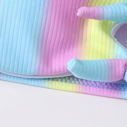 Girls Swimming Bathing Suit 𝐇awaiian Bikini Swimsuit 2-Piece Summer Cute Rainbow Strap Hollow Out Top & Bottoms4