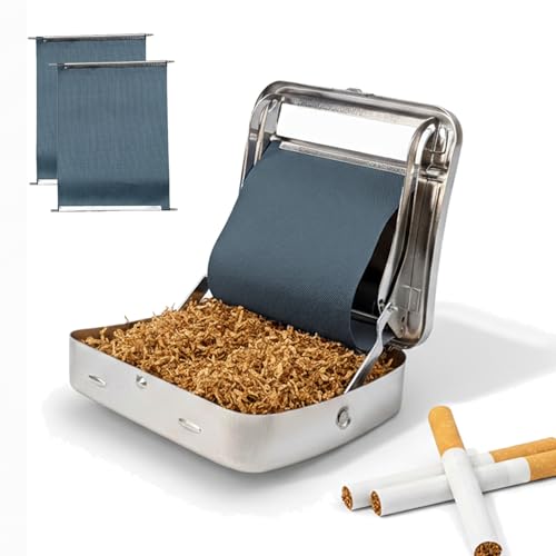 BeGrit Boîte à Rouler Automatique Machine à Rouler des Cigarettes avec 2 Toile pour rouleuse la Cigarette Rouleuse Premium Blague à Tabac Métal 70mm Homme...