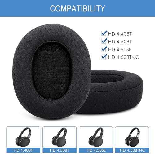 Almohadillas para auriculares GEVO para Sennheiser HD4.50BT / HD4.50BTNC / HD4.50SE, color negro malla | También compatibles con HD450BT / HD450 / HD4.40BT, y modelos HD4.30G / HD4.20S / HD458BT / HD400S / HD350BT miniatura 2