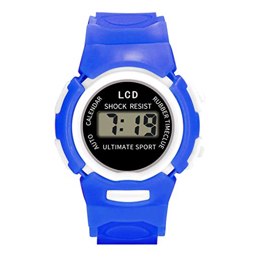 Reloj de pulsera para niños, analógico, digital, deportivo, LED, electrónico, para niñas, azul, talla única