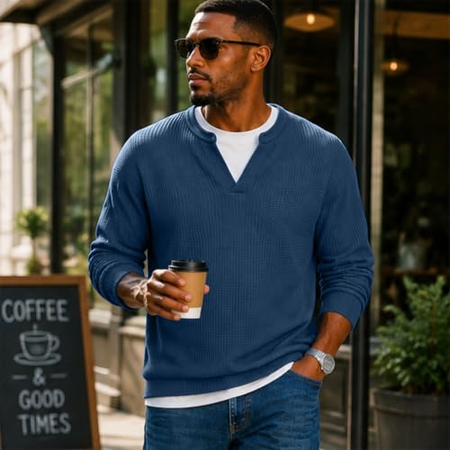 moolBeko Layered Comfort Waffle Tee Men V Neck Layered Comfort Waffle Tee - image 3