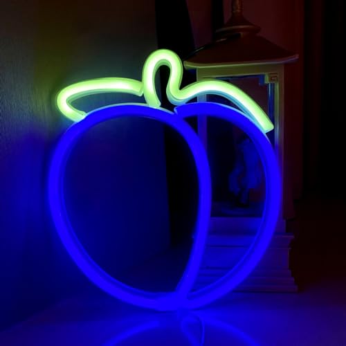 Image of Blue Peach LED Neon Light Sign Handmade Lamp for Wall Room Party Home Bar Art Christmas Bedroom Table Wedding Party Desktop Decoration Teen Kids Birthday Holiday Gift USB Powered