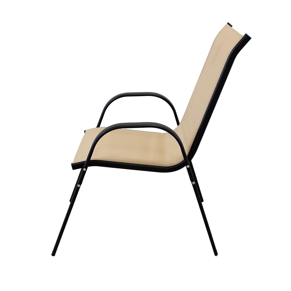 Set Di 6 Sedie Da Giardino Impilabili Amopatio - Schienale Alto, Textilene, Metallico, Nero - Foto 4