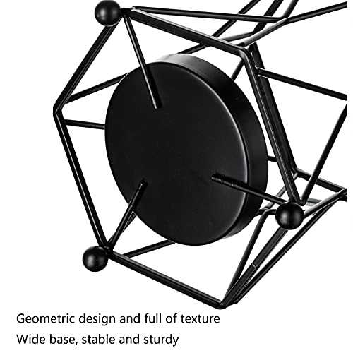 Nuptio Pillar Candle Holder Black Decor 10 Pcs Hurricane Candle Holders Geometric Glass Vase For Flowers, Modern Candle Stand For Home Decor Halloween Easter Diwali Mantel Cafe Office Birthday #TOP3