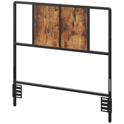 MAHANCRIS Twin Size Headboard Only, Metal Headboard with Adapters, Minimalist Industrial Style for Twin Size Beds, Rustic Brown and Black