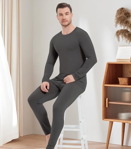 NACHILA Men's Thermal Underwear Set-Viscose Made from Bamboo, Soft Long Sleeve Base Layers Top and Bottom Warm Long Johns Set3