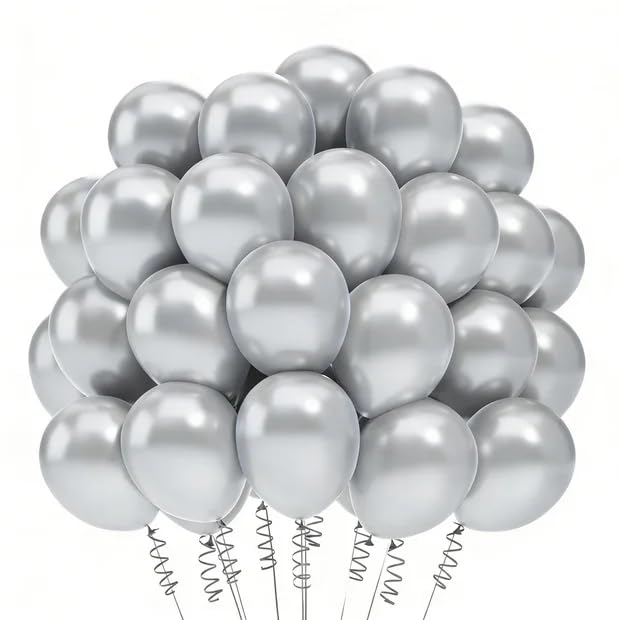 Luftballons Silber,100 Stück 12 Zoll Silberne Latex Helium Ballons,Silber Ballons Deko Geburtstag für Baby Shower Hochzeit Taufe Abschlussfeier Party Dekoration
